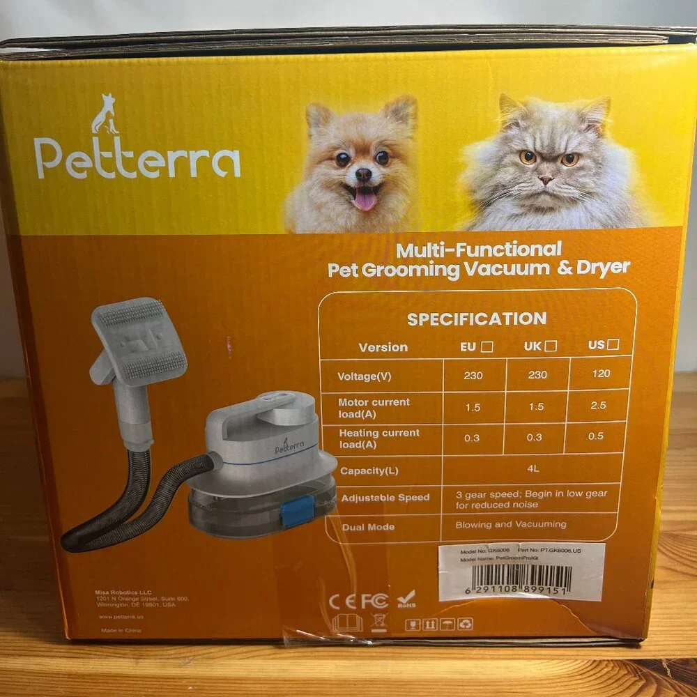 Pet Terra 3-in-1 Grooming Kit: Vacuum Suction 99%, Dryer & Professional Pet Groo